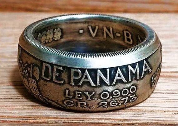 1947 Panama Balboa Silver Coin Ring image 0