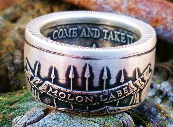 Molon Labe 999 Fine Silver Coin Ring image 0