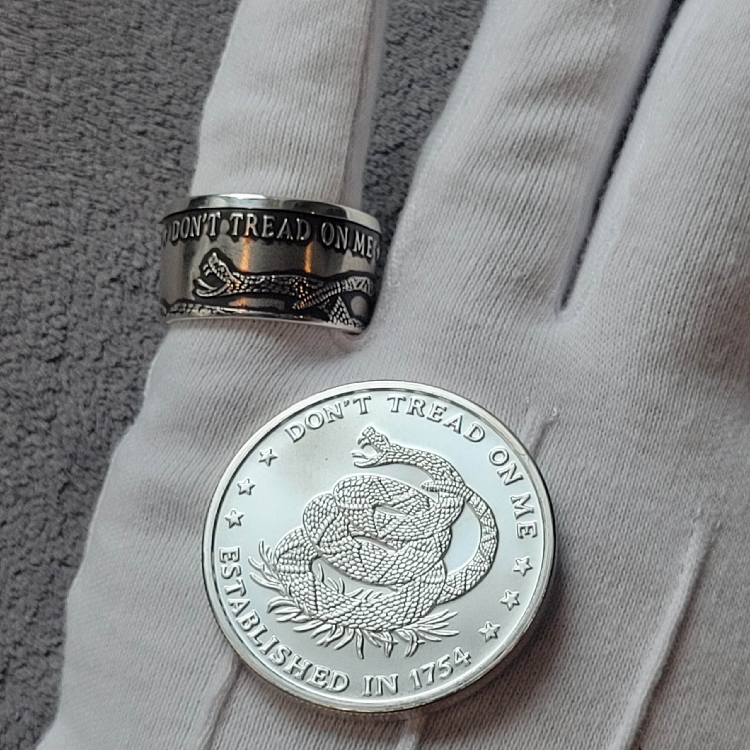 Dont Tread On Me Ring | Coinage Rings® | Made from 999 Fine Silver image 2