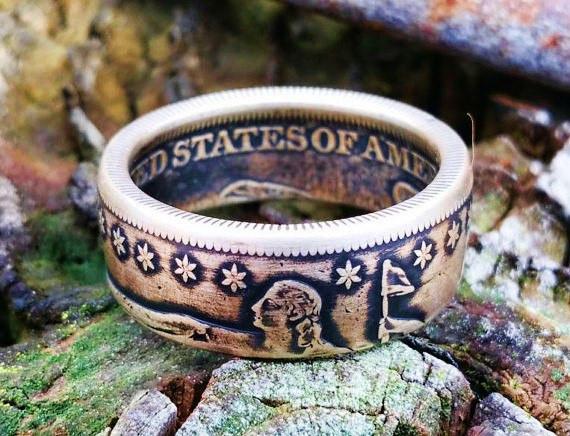 Civil War Era Seated Liberty Half Dollar Coin Ring image 0