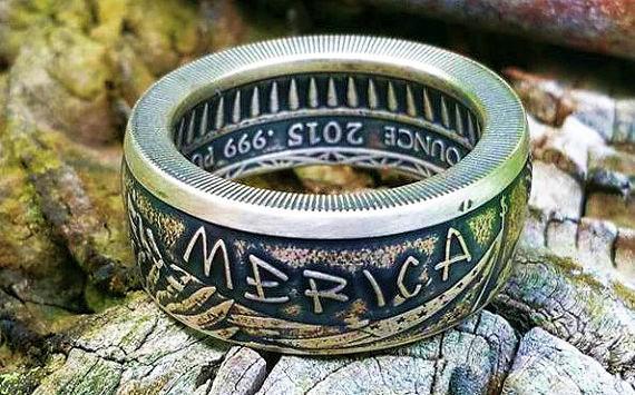 Merica Silver Bullion Coin Ring image 0